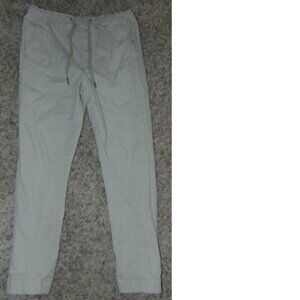 Mens Joggers Pants Medium Beige Twill Elastic Waist Tapered Leg Urban Pipeline